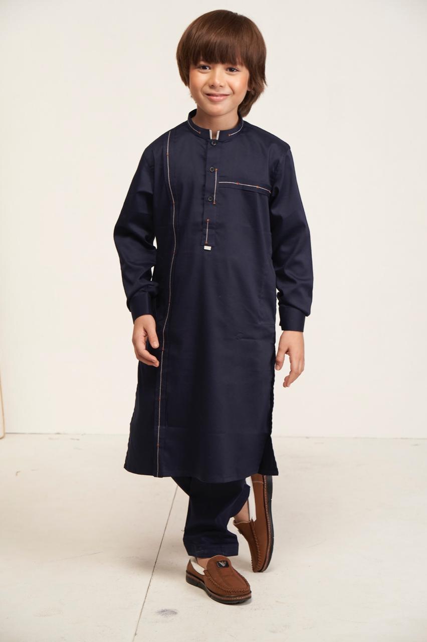 Razqaan Kids Kurta Pyjama - Navy Blue