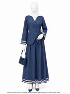 POLKA DOT DENIM CORD SET- DARK BLUE