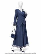 POLKA DOT DENIM CORD SET- DARK BLUE