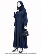 ZEINA PLEAT WORK ABAYA- NAVY BLUE