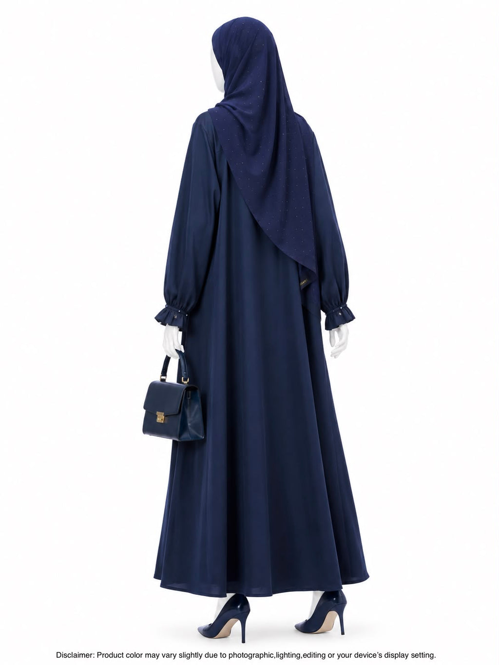 ZEINA PLEAT WORK ABAYA- NAVY BLUE