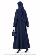 ZEINA PLEAT WORK ABAYA- NAVY BLUE