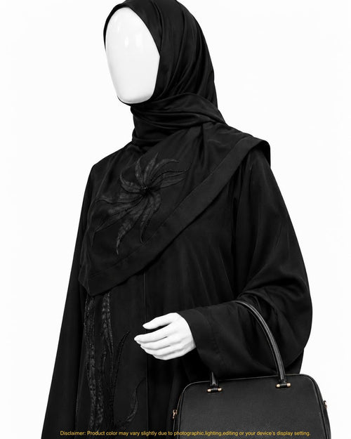 AMBER BLACK FLORAL ABAYA