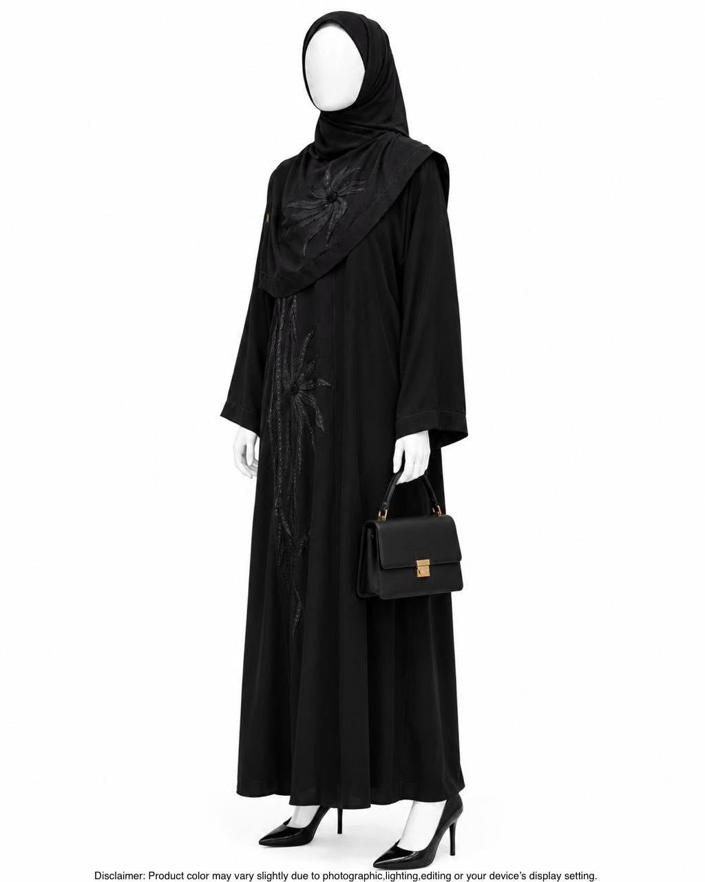 AMBER BLACK FLORAL ABAYA