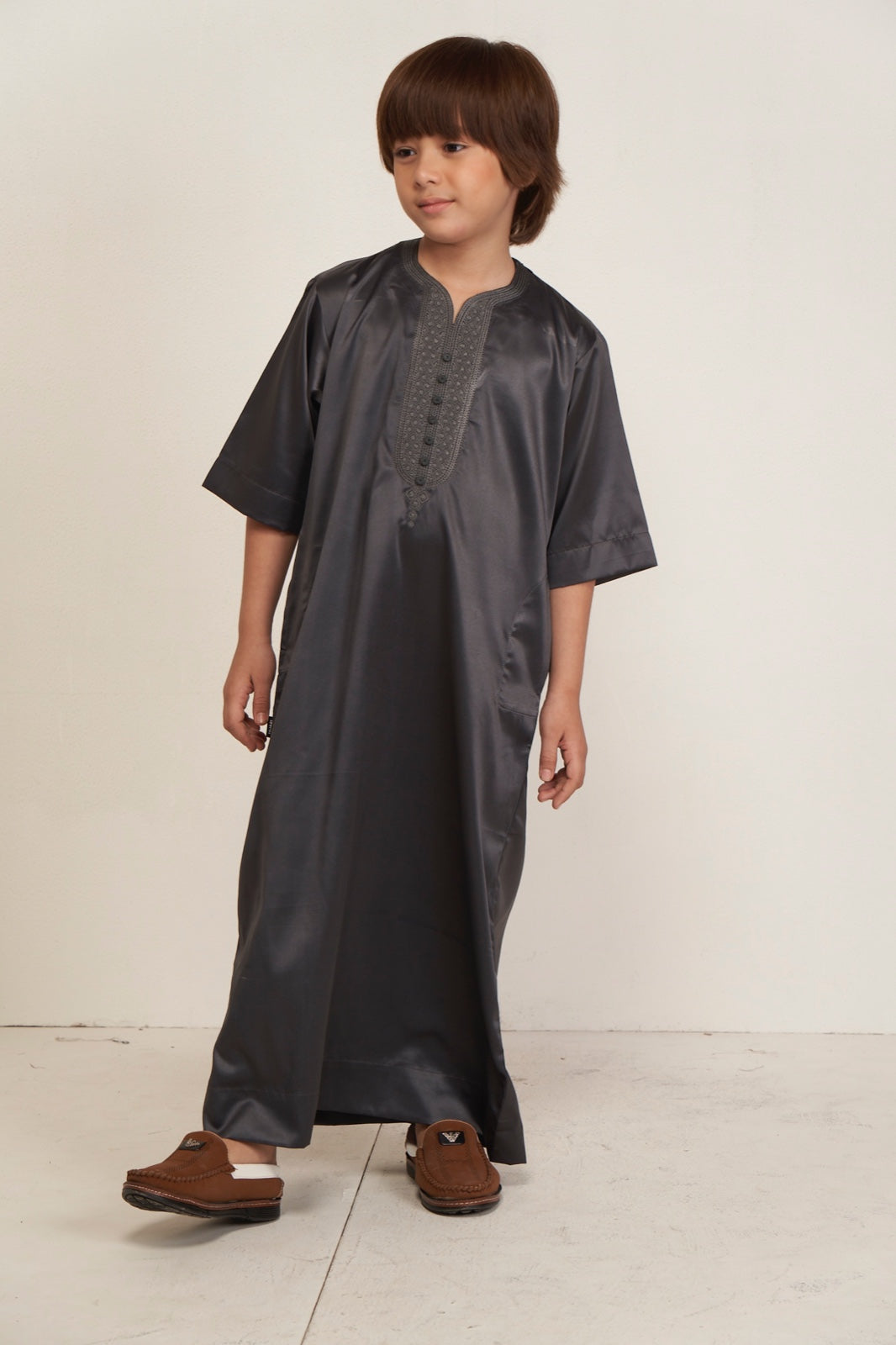 Kids Moroccan Kandura - Dark Grey
