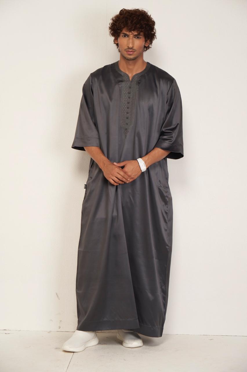 Men’s Moroccan Kandura – Dark Grey