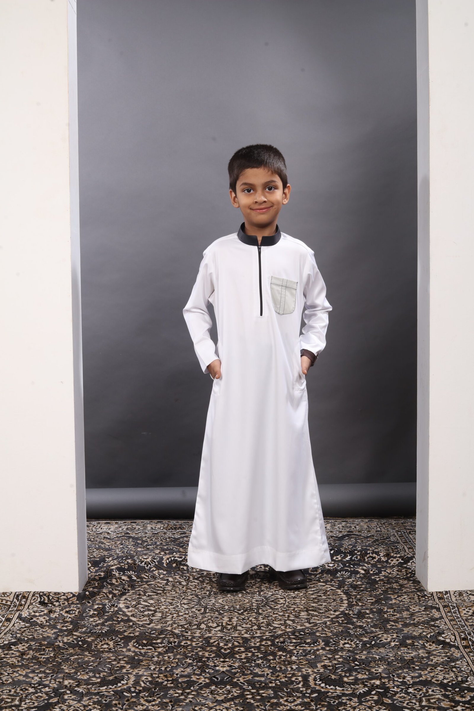 Regal White Premium Designer Kids Thobe