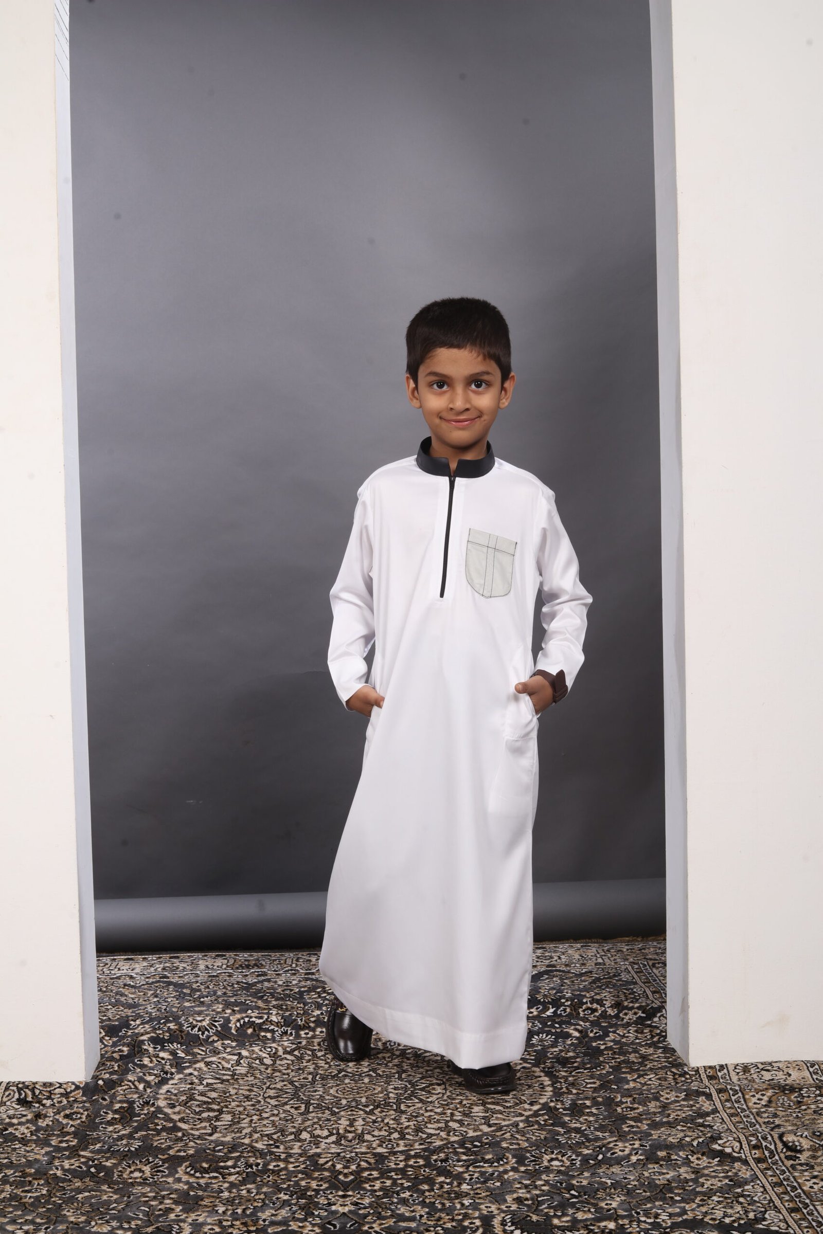 Regal White Premium Designer Kids Thobe