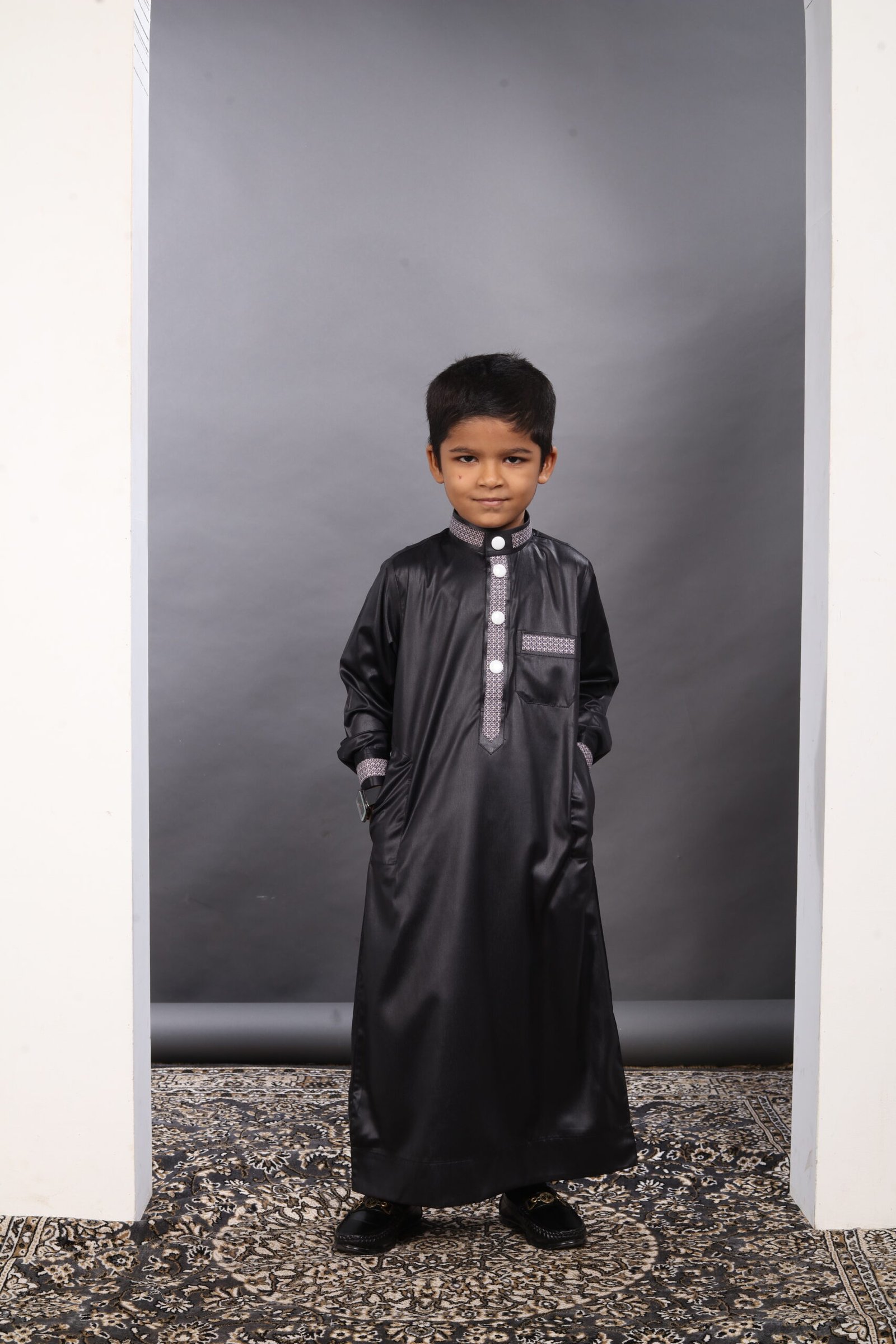 Onyx Black Premium Designer Kids Thobe