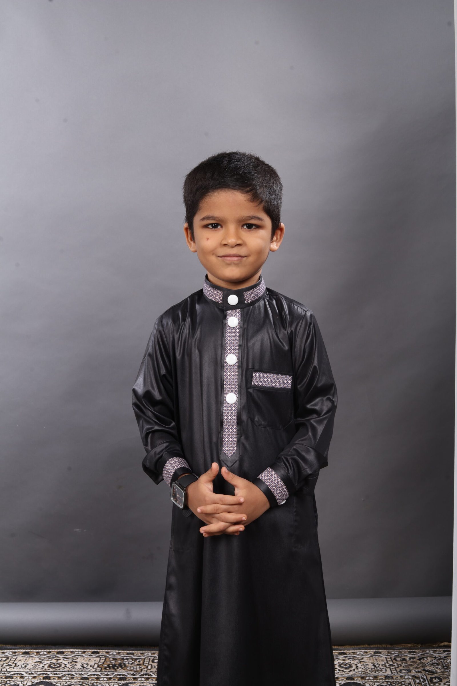 Onyx Black Premium Designer Kids Thobe