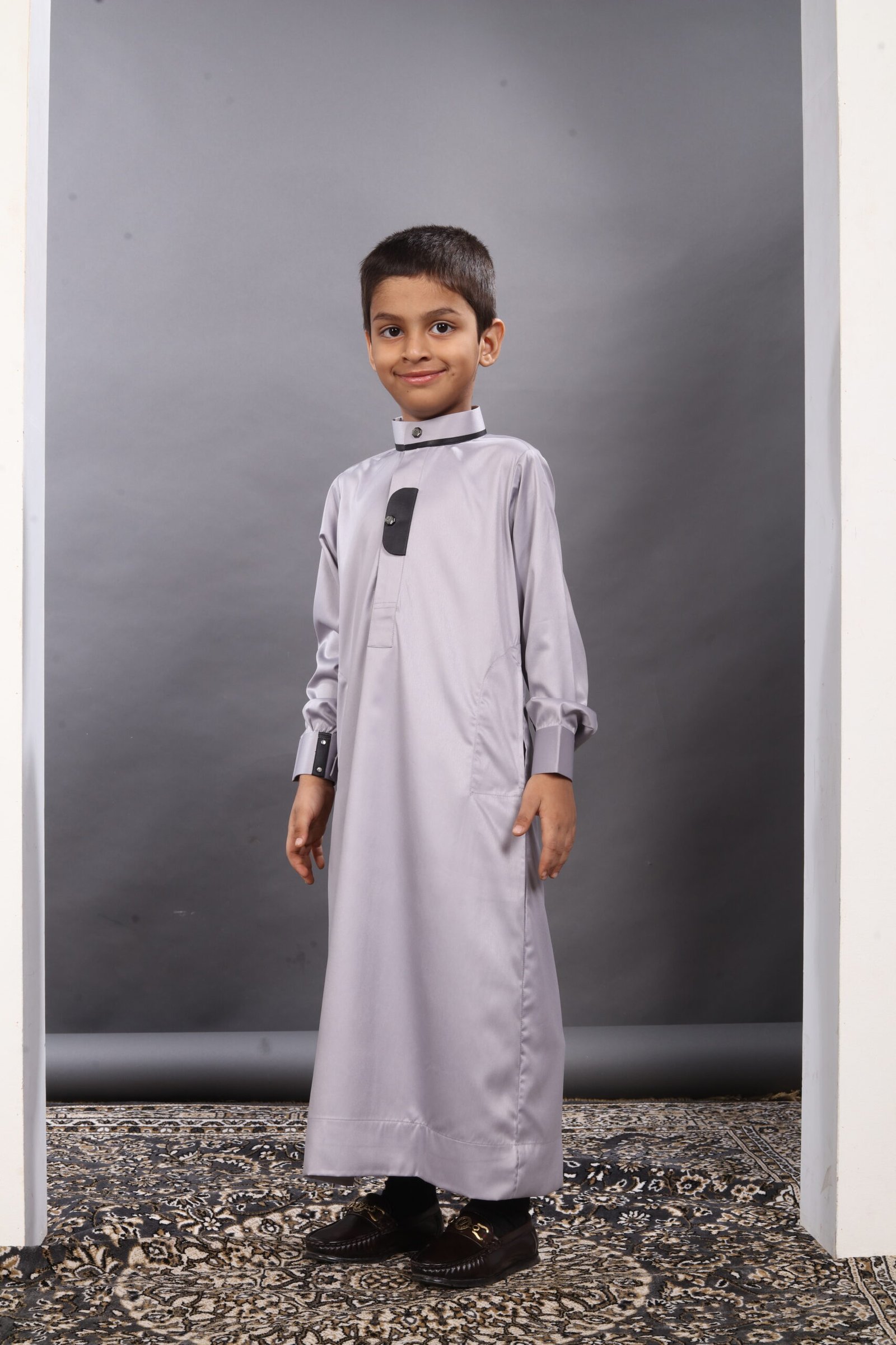 Pearl Grey Premium Designer Kids Thobe