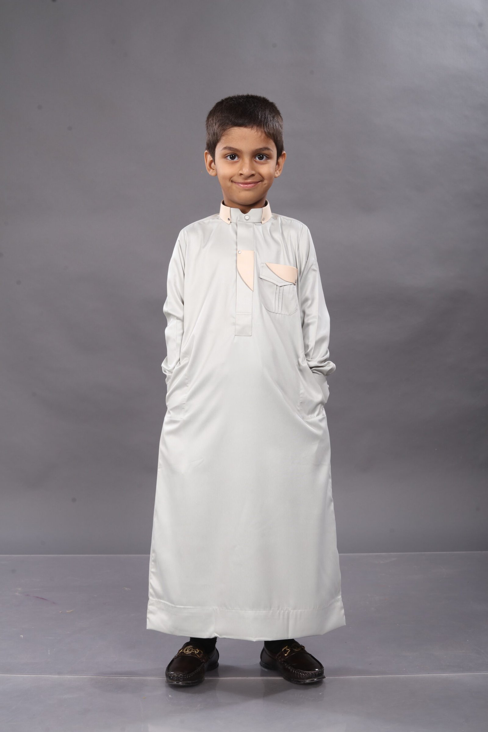 Ash Grey Premium Designer Kids Thobe