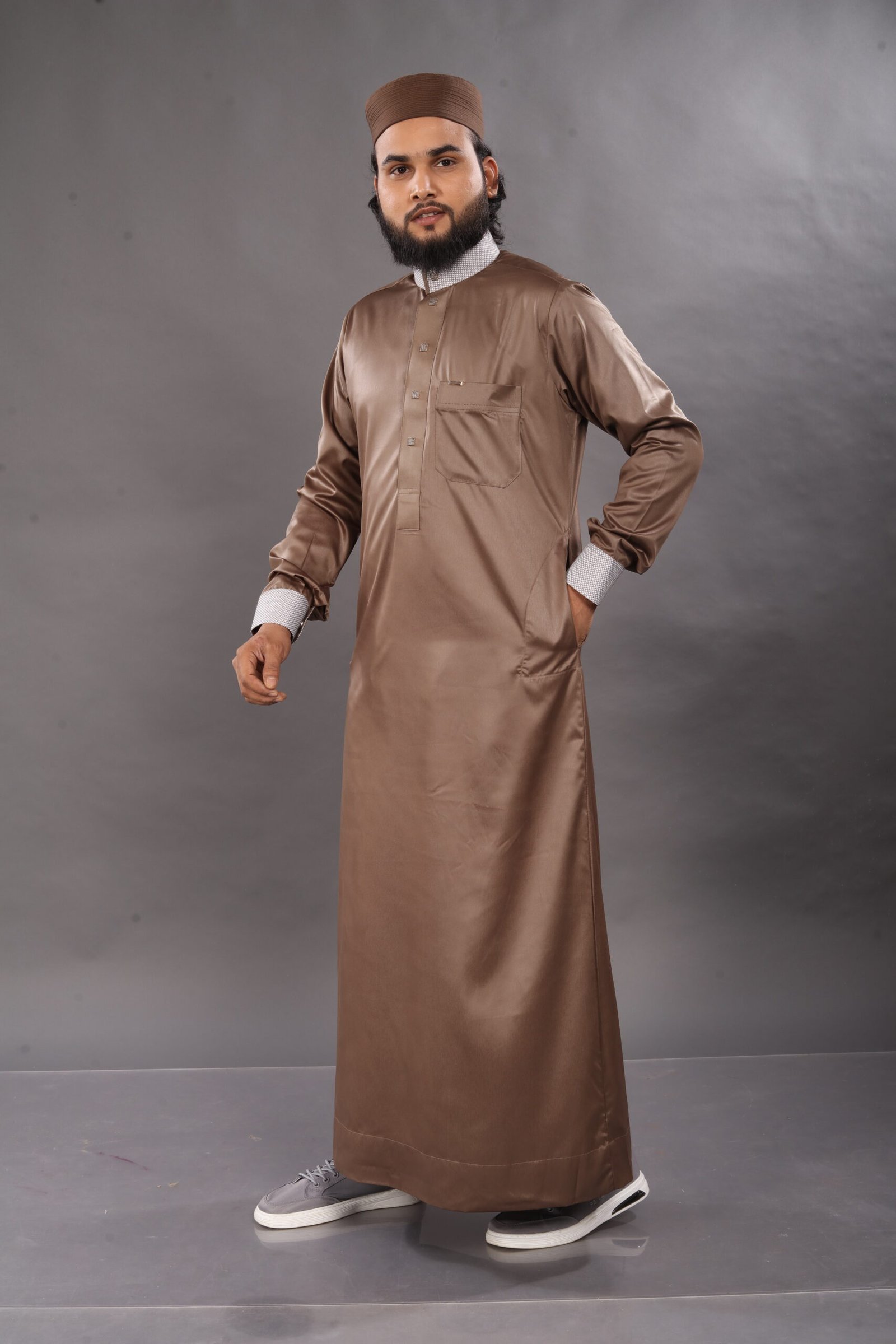 Earthy Brown Premium Designer Thobe