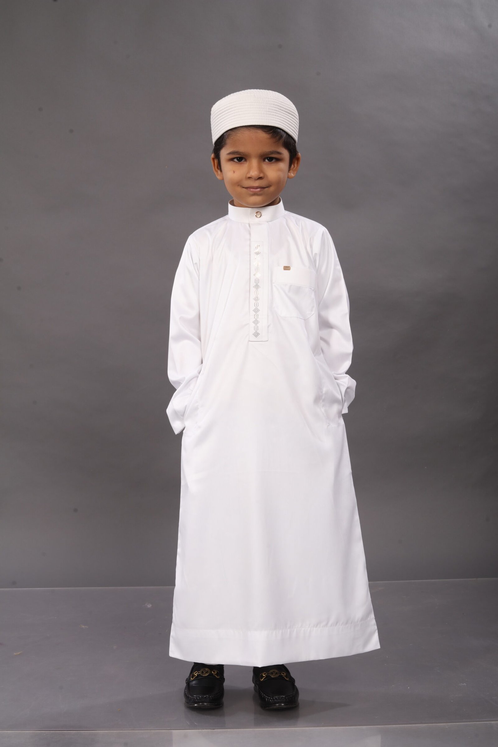 Pearl White Premium Designer Kids Thobe