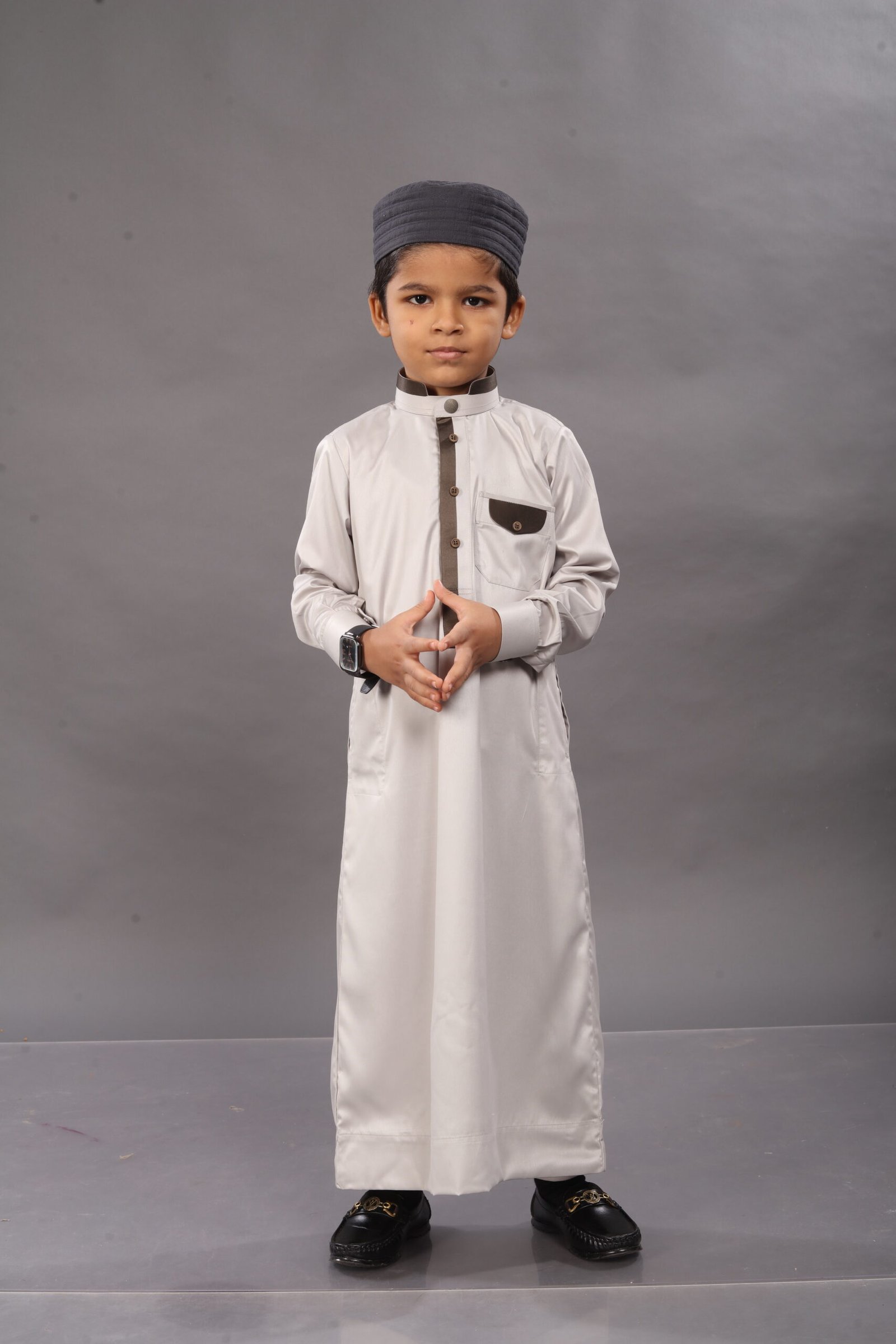 Imperial Grey Premium Designer Kids Thobe