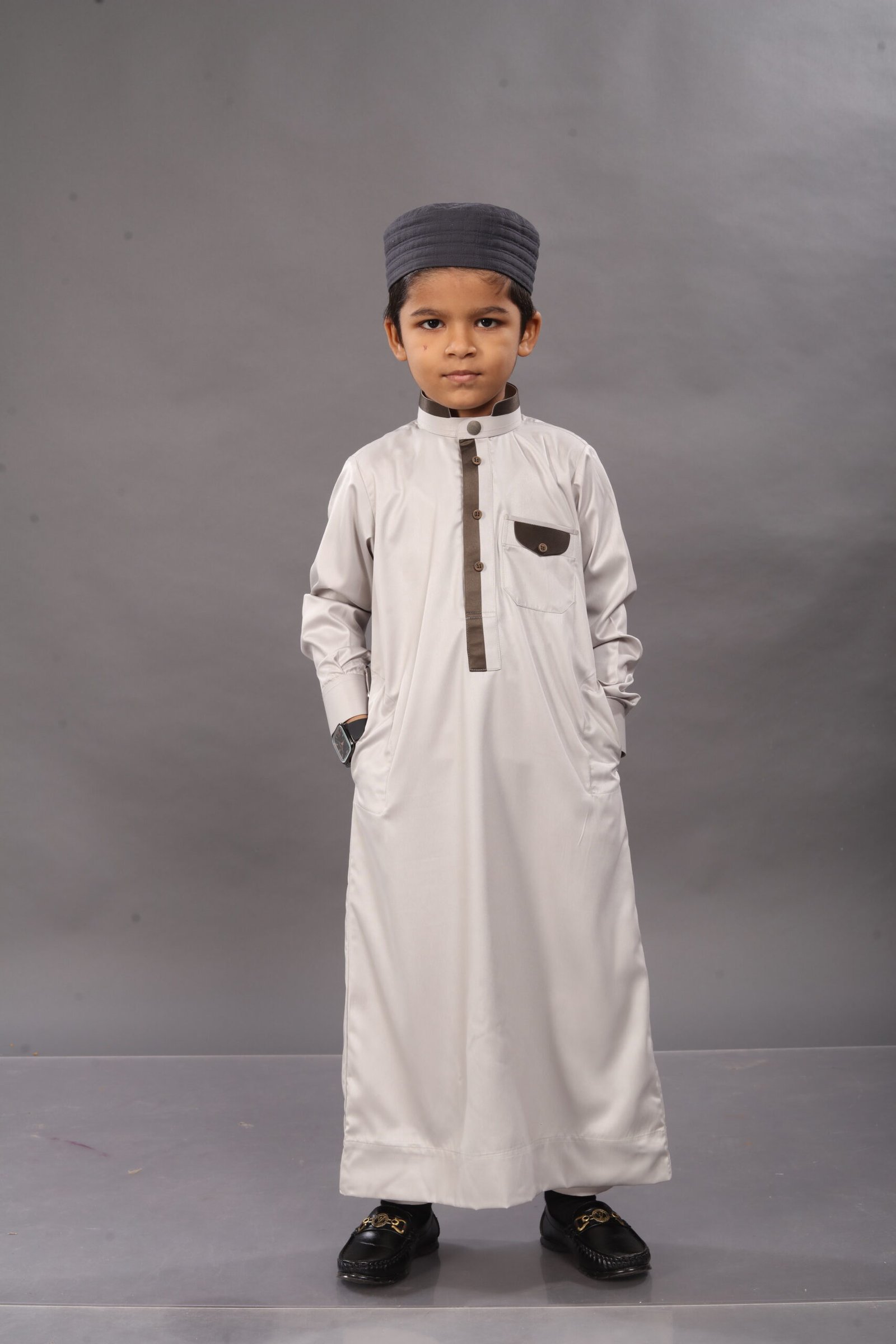 Imperial Grey Premium Designer Kids Thobe