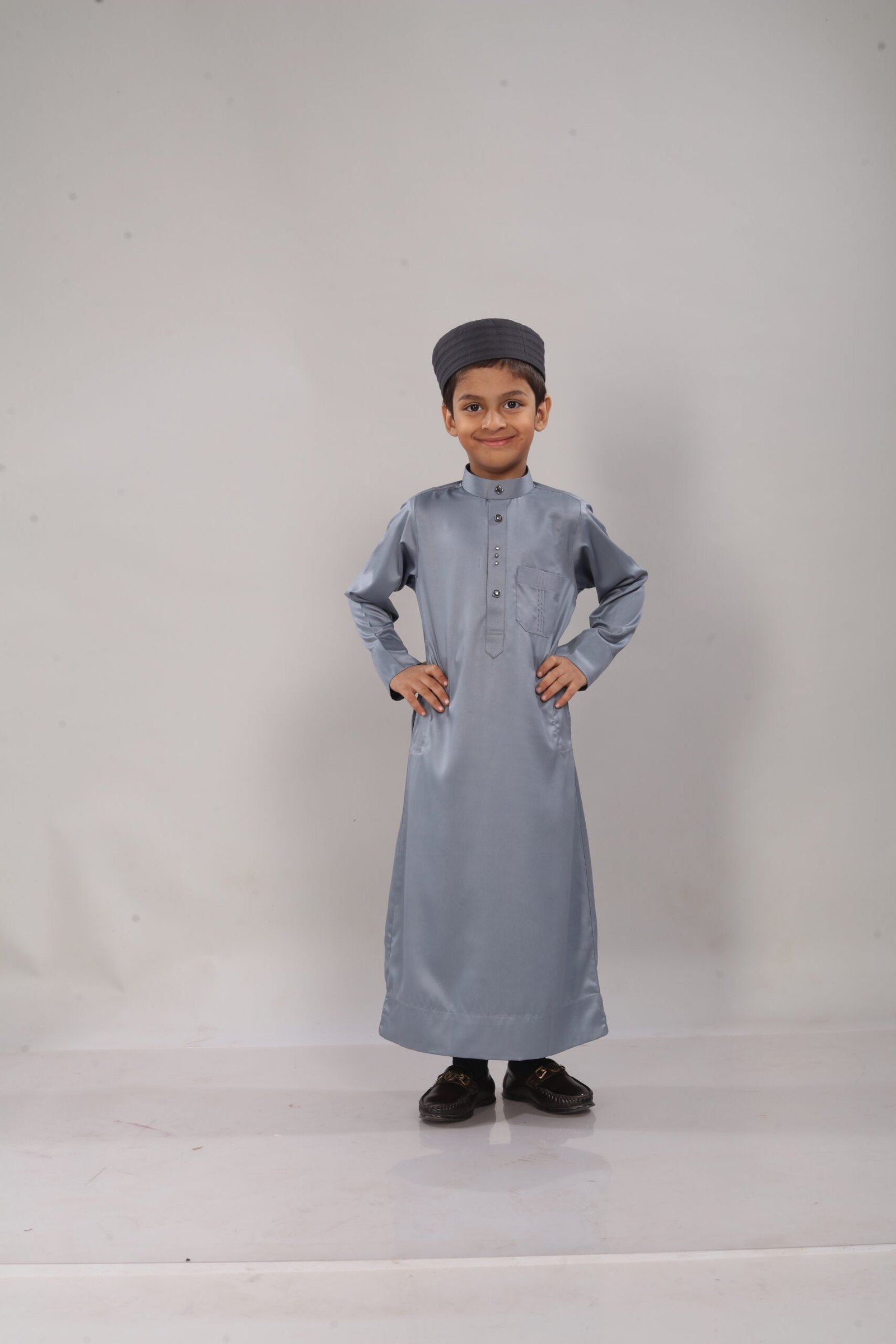 Frost Grey Premium Designer Kids Thobe