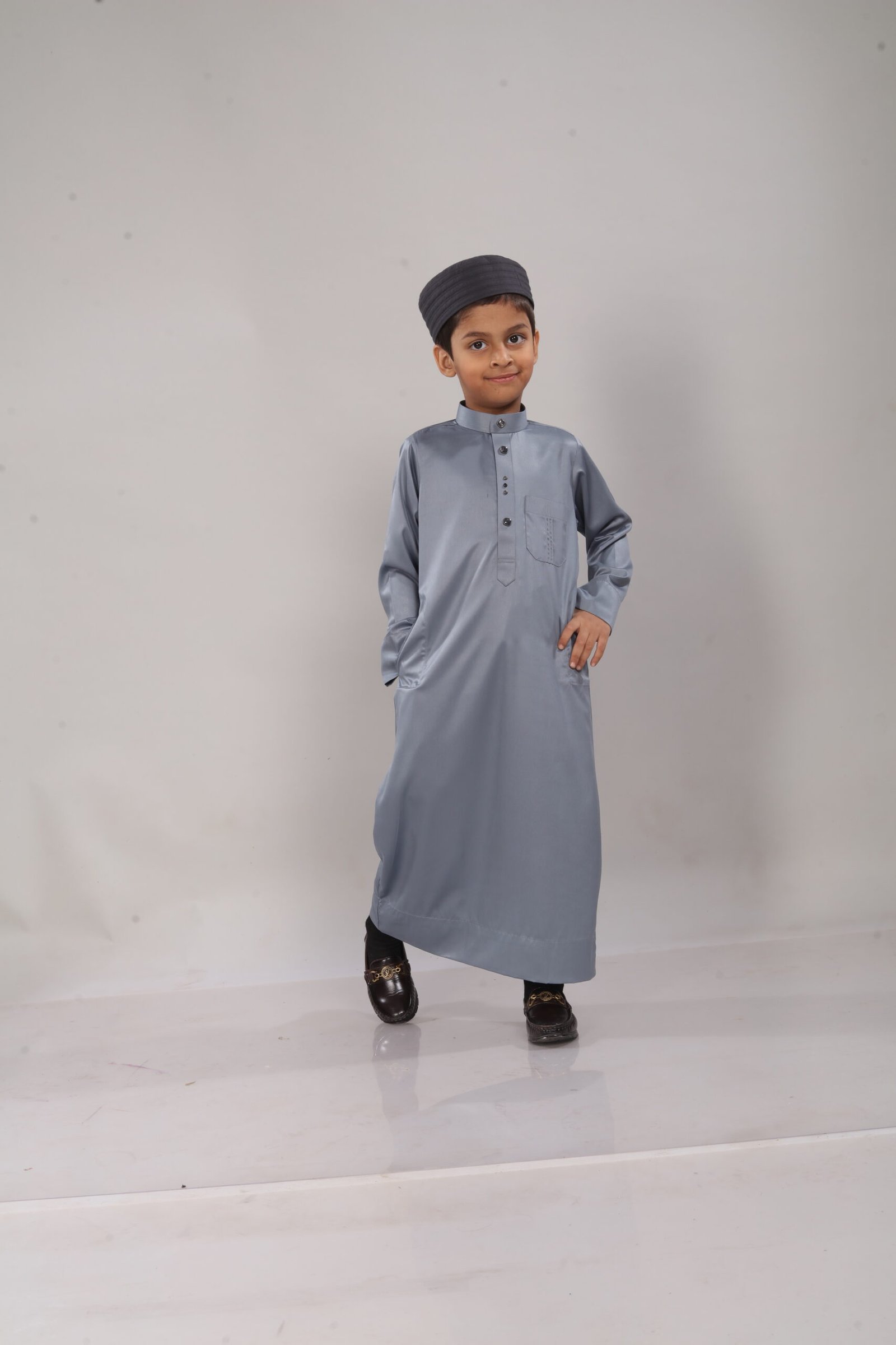 Frost Grey Premium Designer Kids Thobe