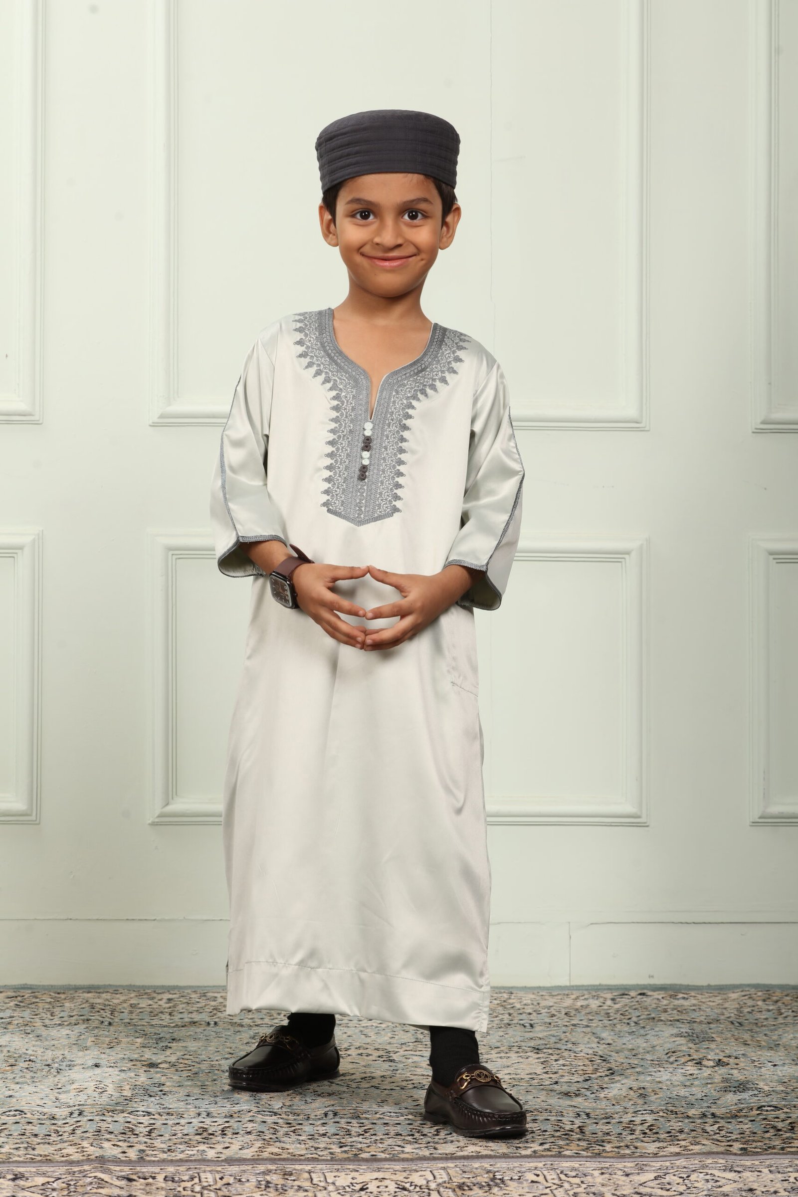 Platinum Grey Naksh Kids Thobe