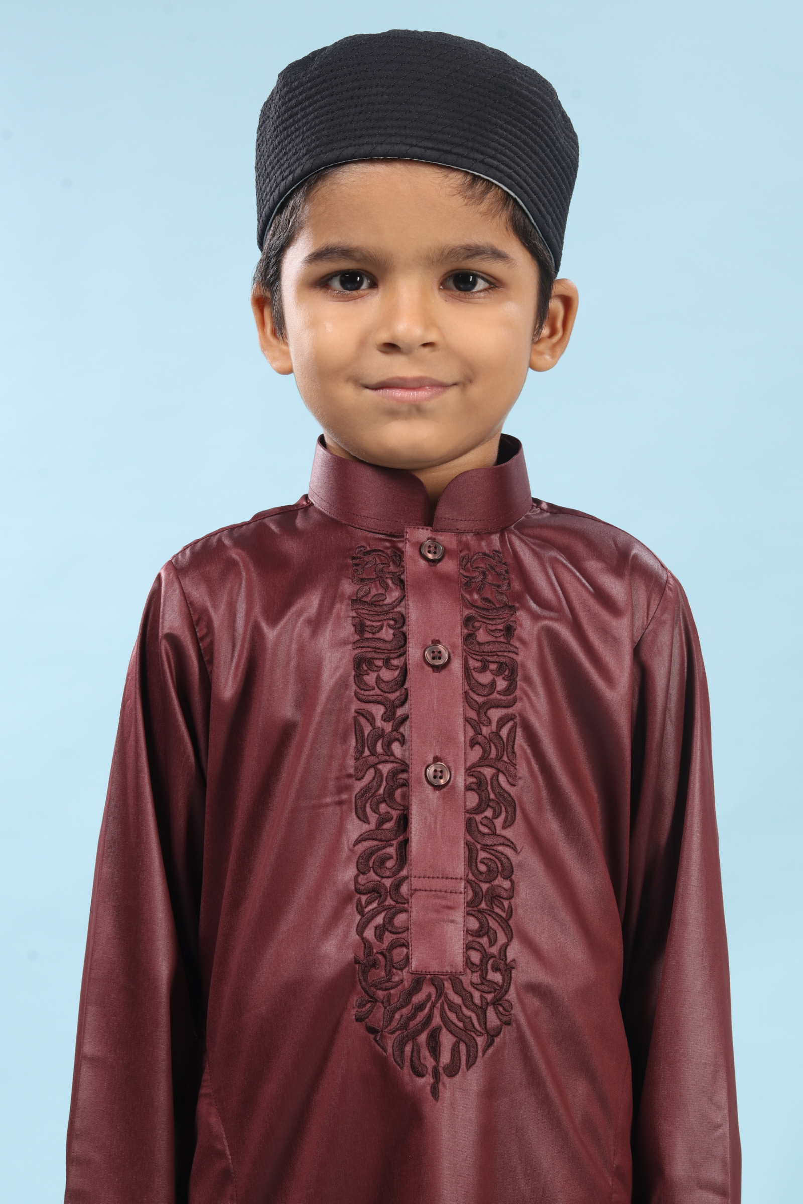 Little Legacy – Maroon Edition Embroidered Kids Thobe