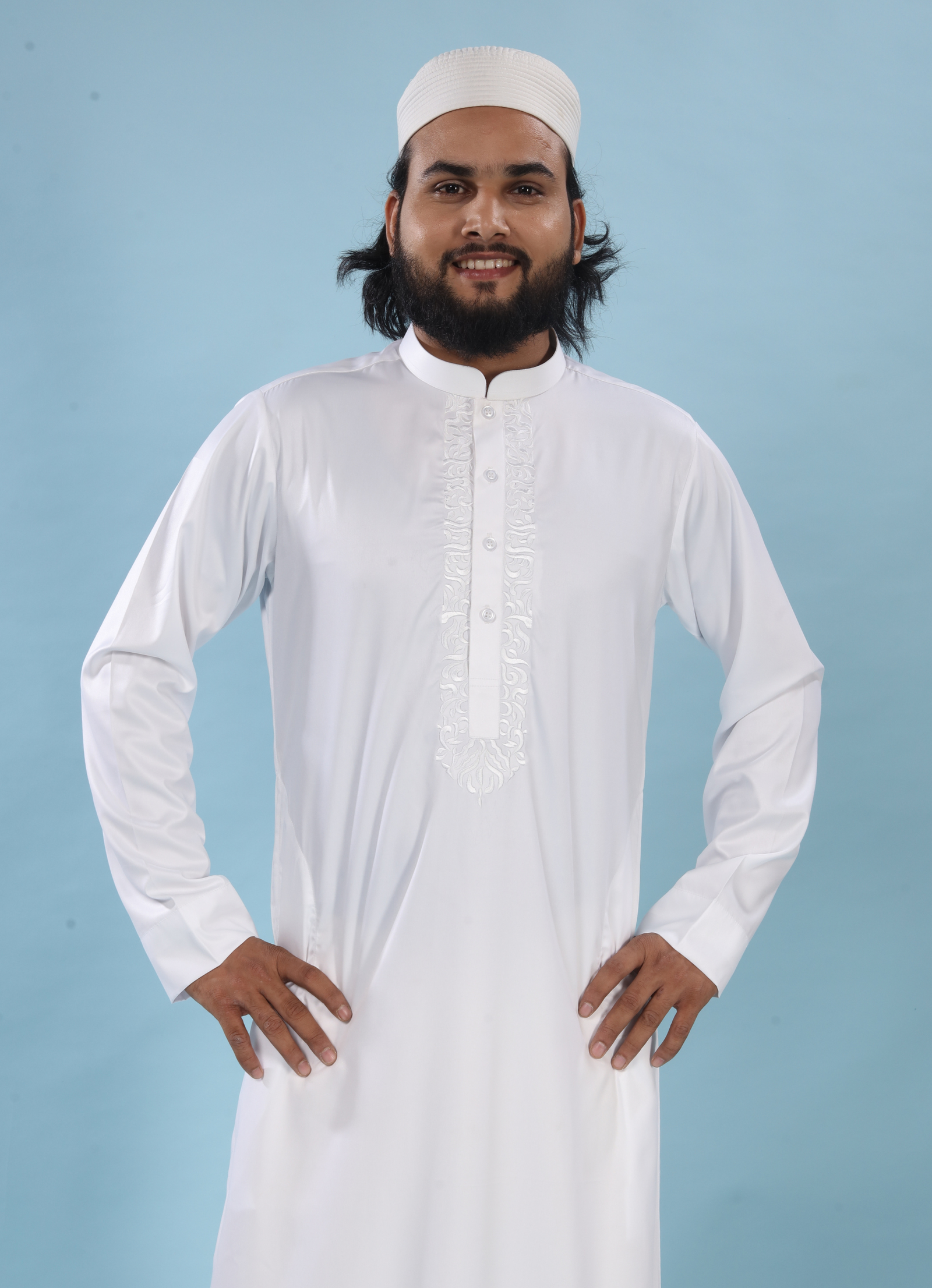 Barakah White – Embroidered Thobe
