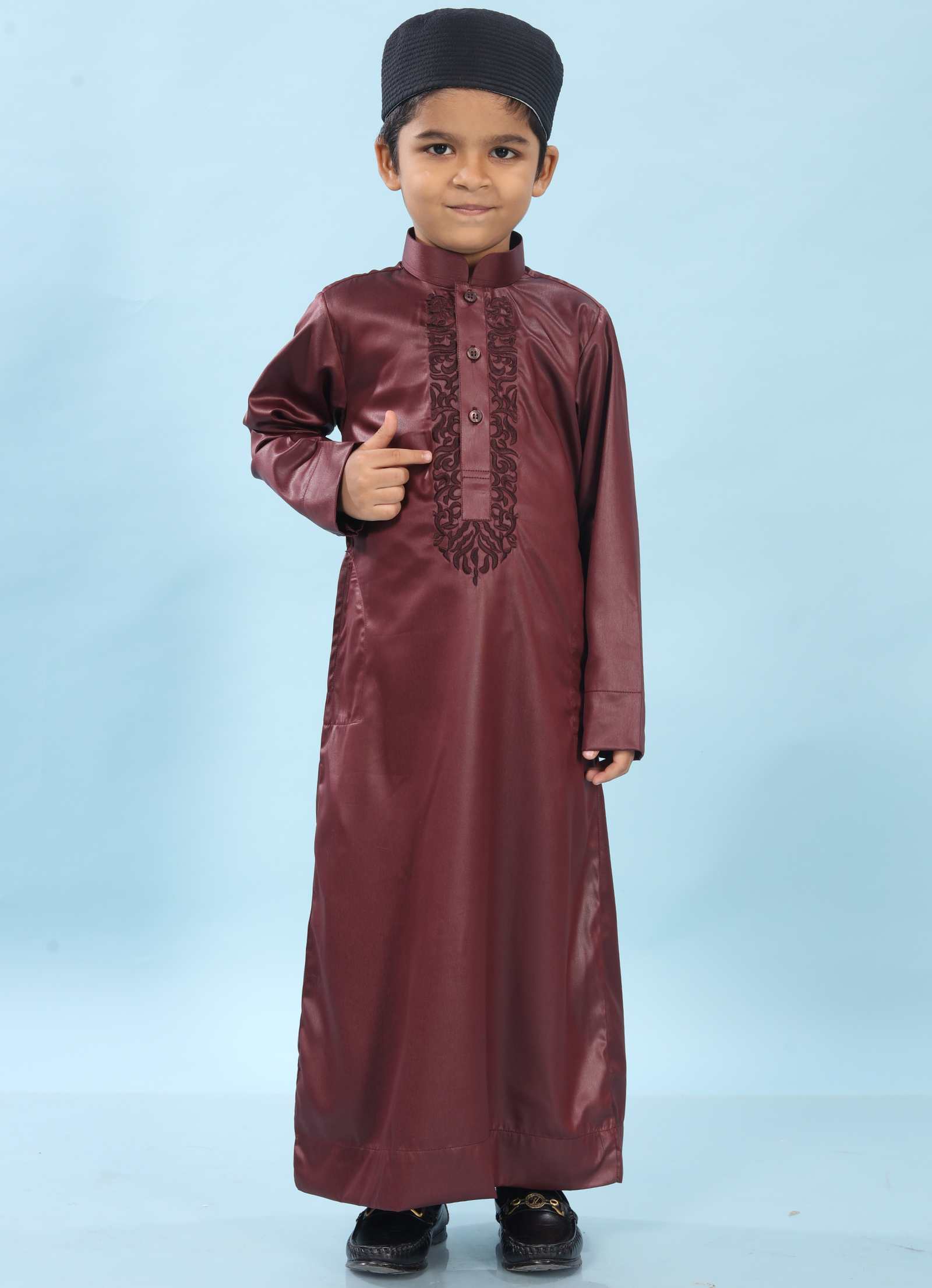 Little Legacy – Maroon Edition Embroidered Kids Thobe