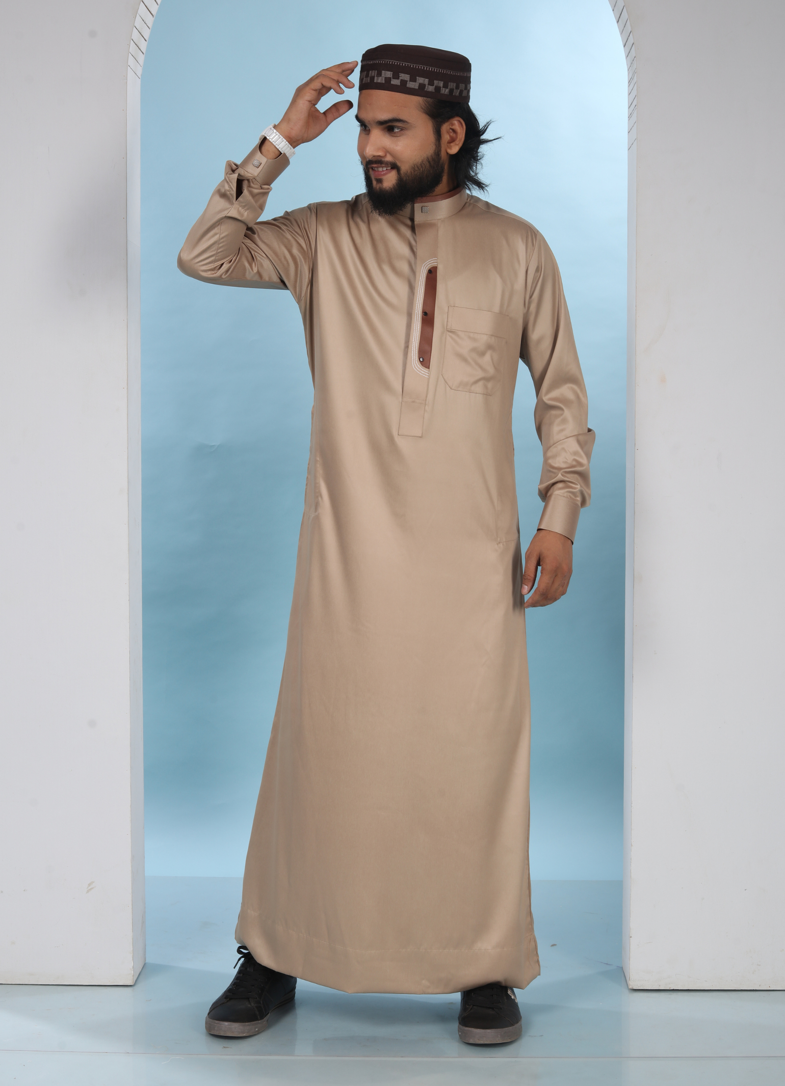 Zahabi Sandstone – Premium Designer Thobe